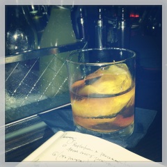 KENTUCKY RIVER (bourbon, creme de cacao, peach bitters) channeling childhood dreams at The Beagle, nyc